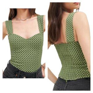 Reformation Hester Top Piccolo Green Smocked Back Tank NWT Size 6
